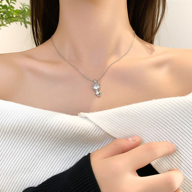 Wholesale Titanium Steel Zircon Clavicle Chain Necklace Korean Style Jewelry Accessory