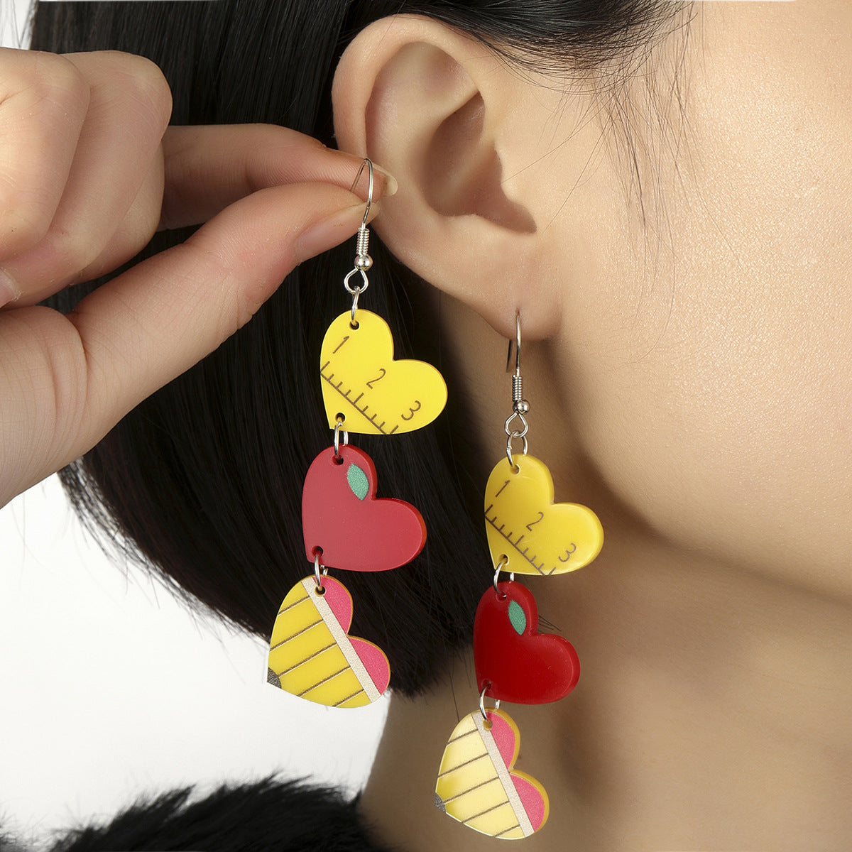 Wholesale  apple love pencil ruler ABC notebook school back to school season earrings