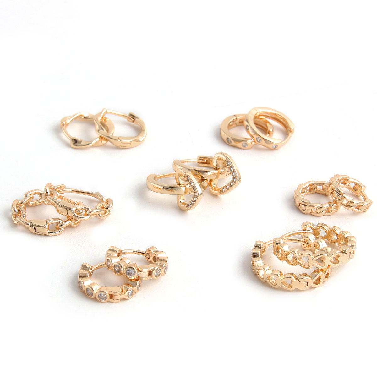 Wholesale Geometric Hollow Love Copper Gold Plated Micro-Inlaid Zirconia Earrings Hoop Earrings ACC-ES-BaiTian001