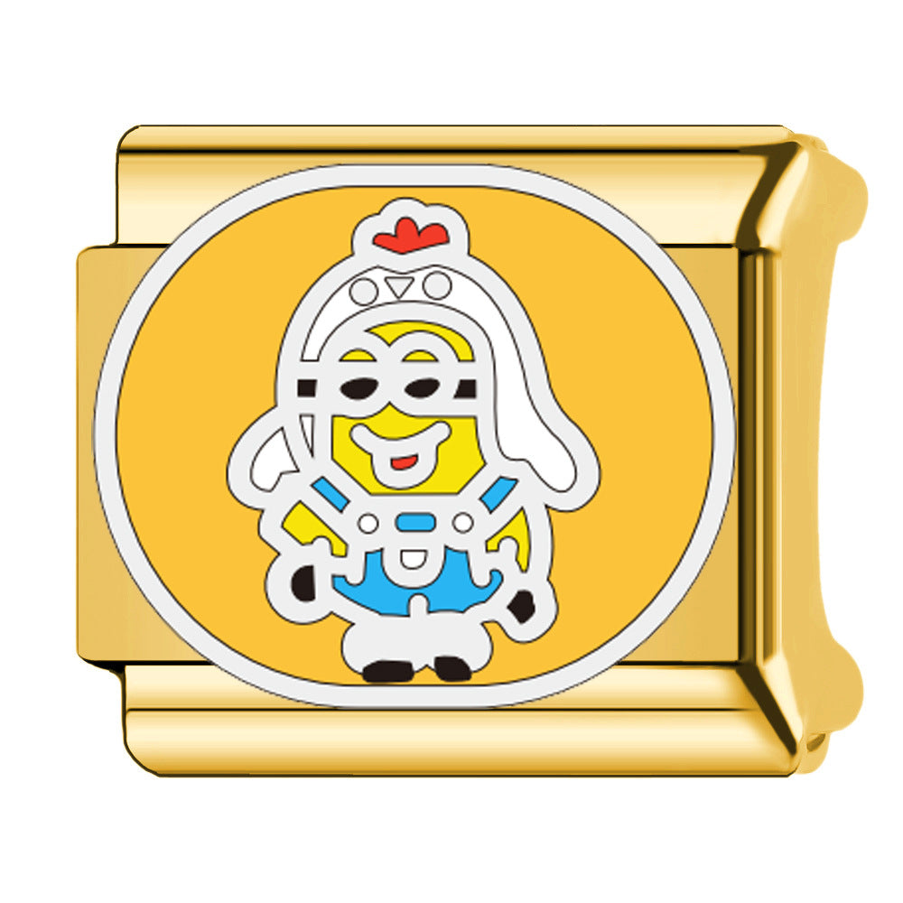 Wholesale Chinese Zodiac Animals 18K Gold Plated Stainless Steel Italian Cartoon DIY Minions Modular Bracelet Accessories