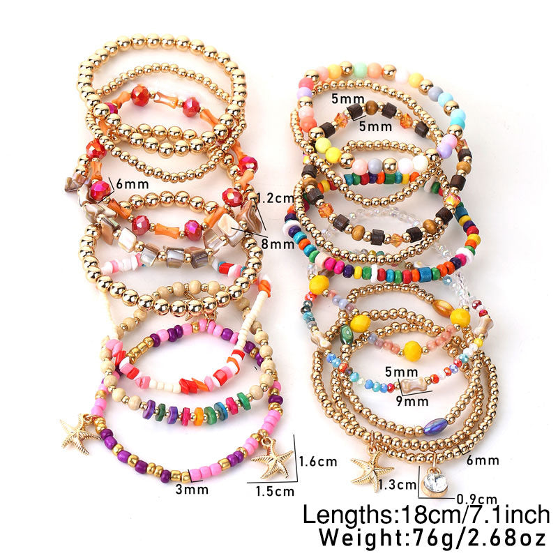 Wholesale 18pcs Colored Stone Bracelets Set ACC-BT-GuTe005
