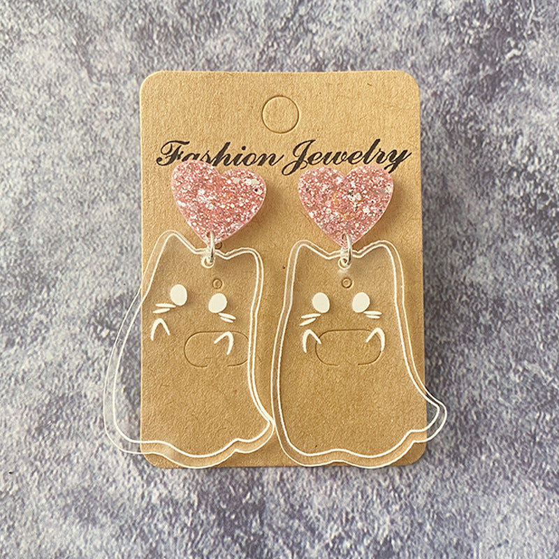 ACRYLIC ACRYLIC GHOST CATO LINO FUNTO FUNTO FUNTO Halloween Pendientes de Halloween