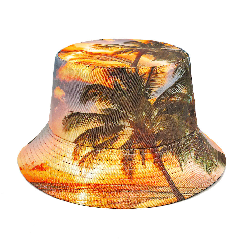 Wholesale  Coconut Tree Pattern Fisherman's Hat Bucket Hat