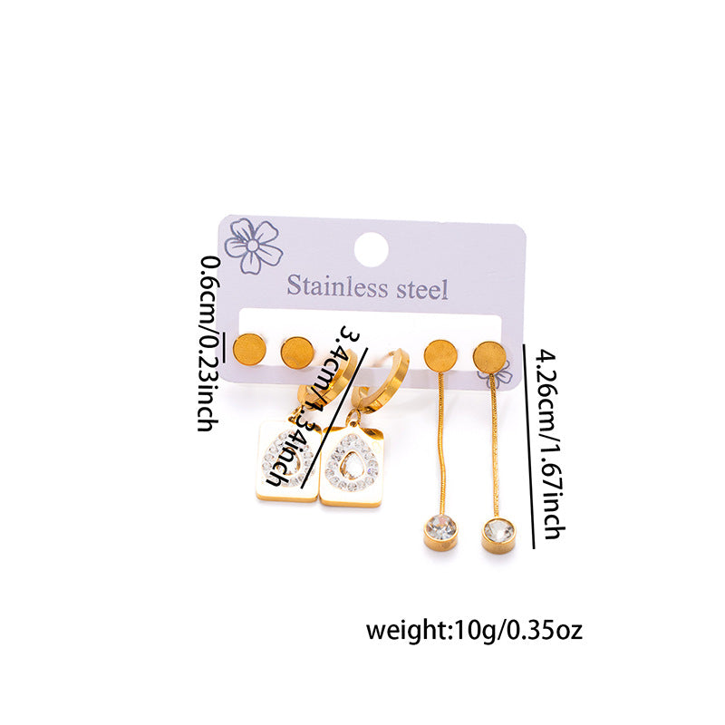 Wholesale Trendy Titanium Steel Pendant Earring Set,  European American Style Electroplated Jewelry Accessory for Party Wear Gift