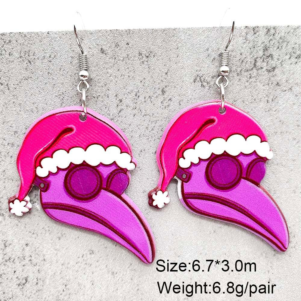 Wholesale Double-Sided Acrylic Earrings Pink Christmas Earrings