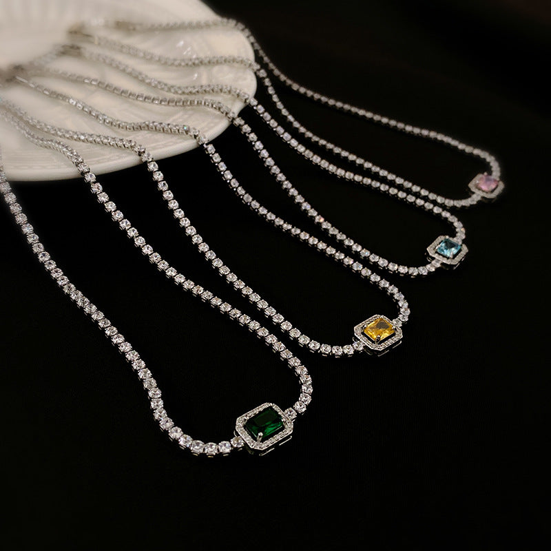 Wholesale Luxury Zircon Square Geometric Choker Necklace