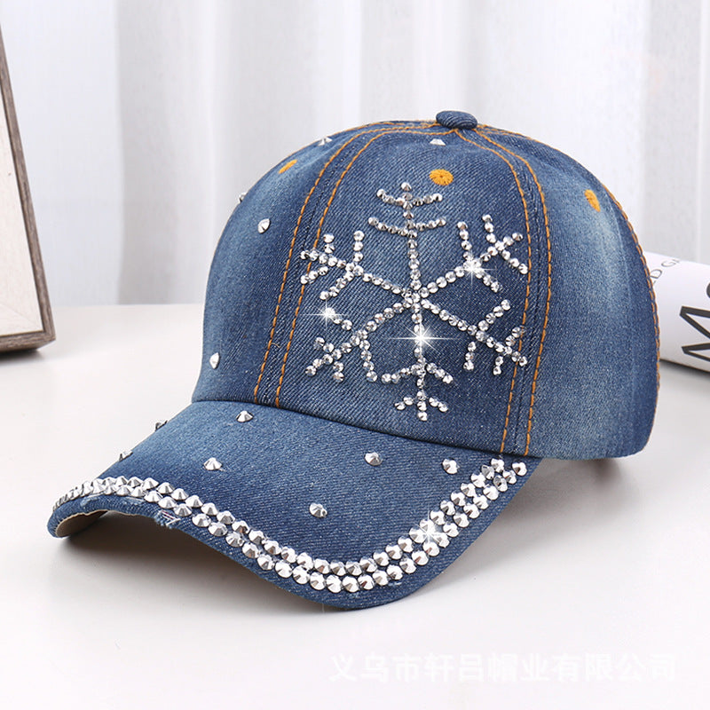 Wholesale Rhinestone Washed Denim Baseball Cap
