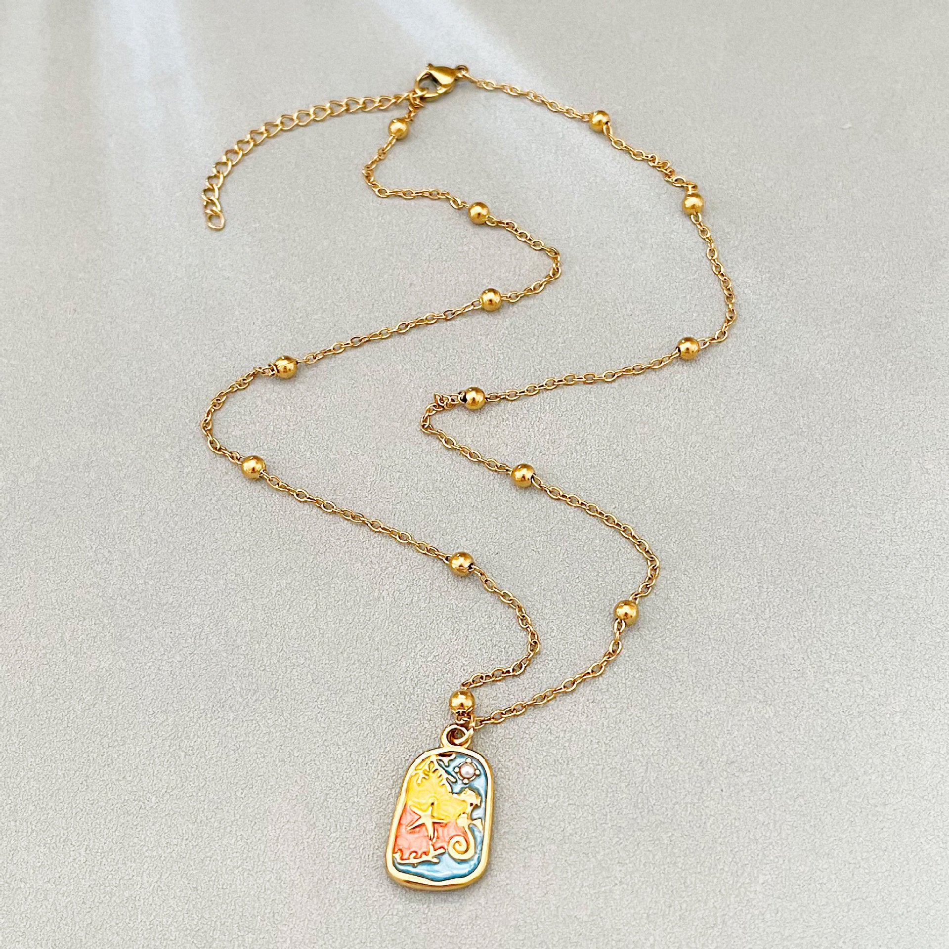 Wholesale titanium steel  colorfast oil-drop pattern Necklace