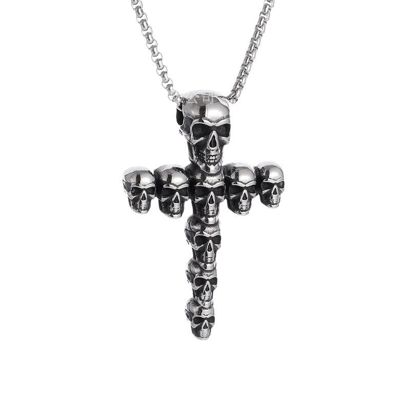 Wholesale Vintage Skull Cross Pendant Necklace ACC-NE-FuSu013