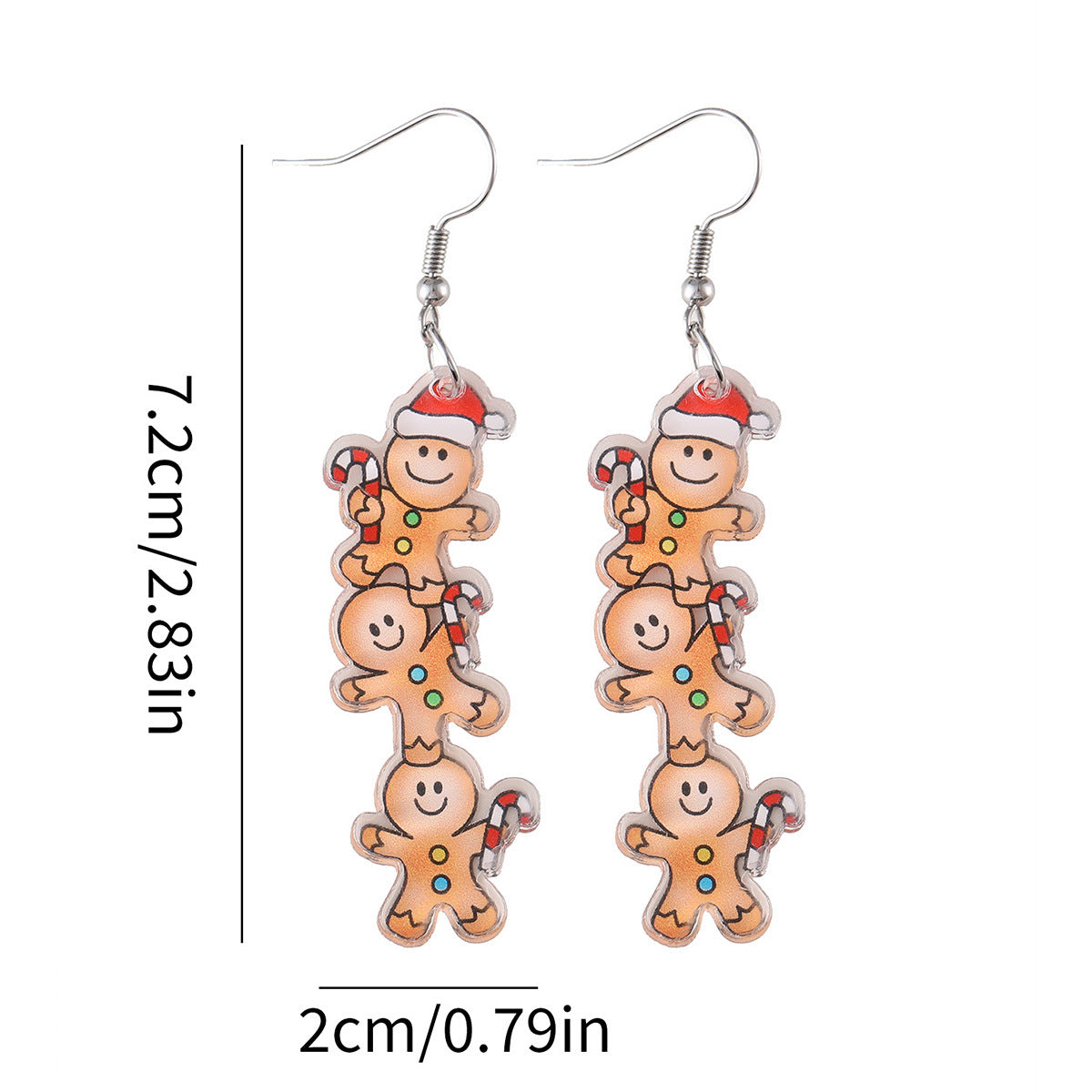 Wholesale Christmas candy cane Christmas hat gingerbread man earrings acrylic  earrings