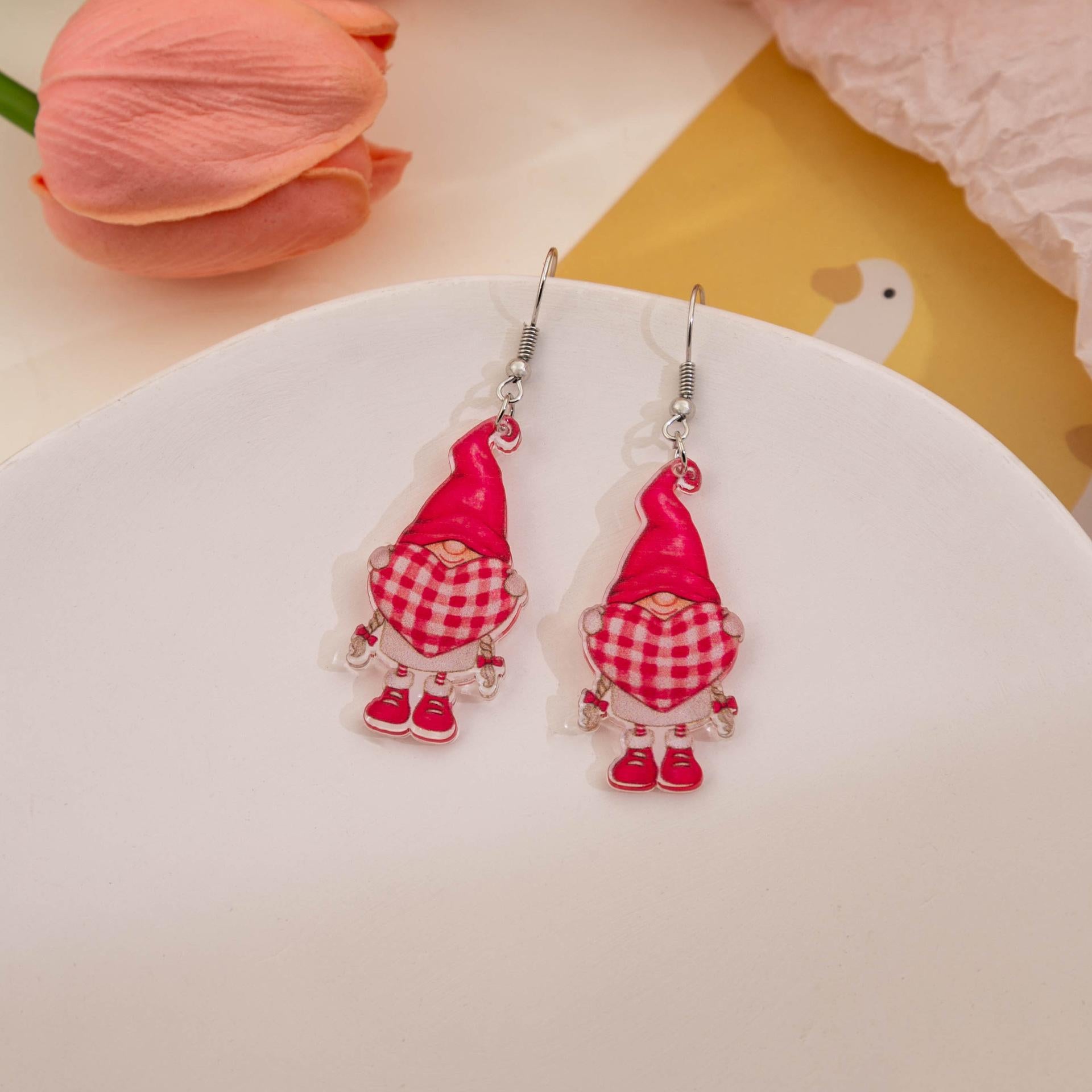Wholesale Valentine' s Day Acrylic Heart Element Earrings