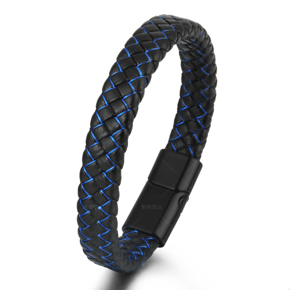 Wholesale Retro Men S Handwoven Leather Wave Bracelet Multi Layer Jewelry Accessory For Everyday Wear And Gift