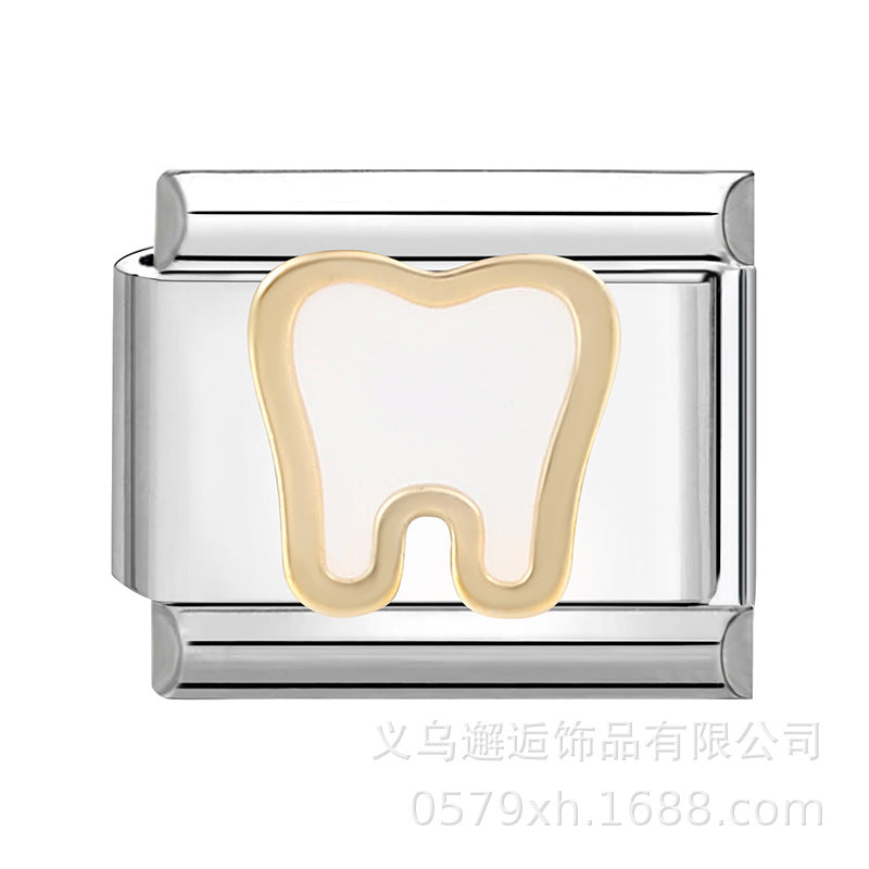 Wholesale  Italian Charm Bracelet 9mm DIY Splicing Removable Cartoon Food Stainless Steel Composable Bracelet