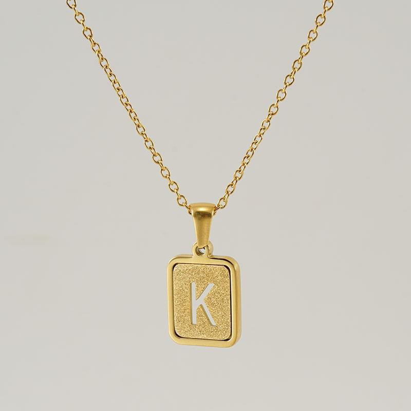 Wholesale 18K stainless steel hollow 26 English letter necklace