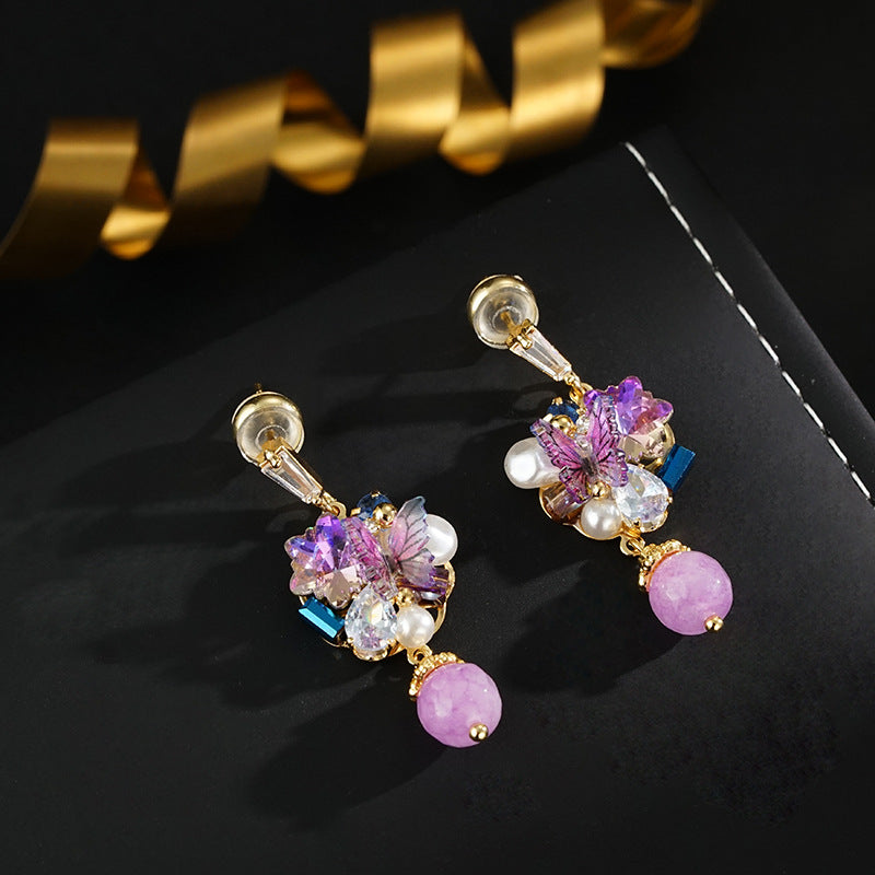 Wholesale Amethyst Butterfly Pendant Earrings