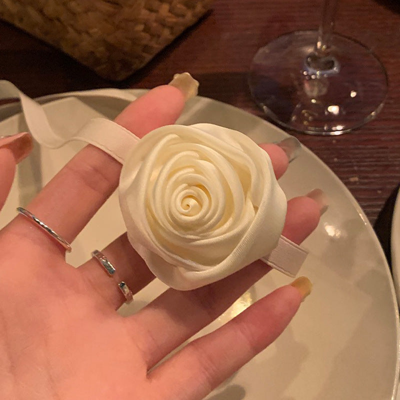 Wholesale Rose Satin Neck Chain Flower Ribbon Multi-use Hair Wrist Necklace