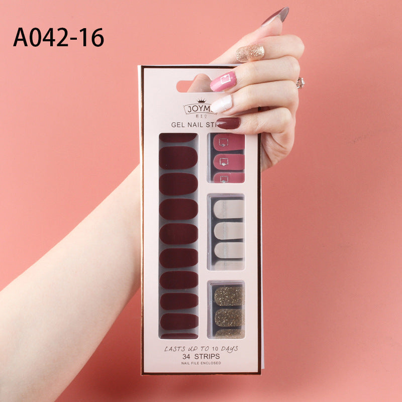 Wholesale Plastic Nail Stickers, Waterproof, Baking Free, Solid Color Nail Stickers, 34 Stickers Without Curling Edges ACC-NS-XKQ007