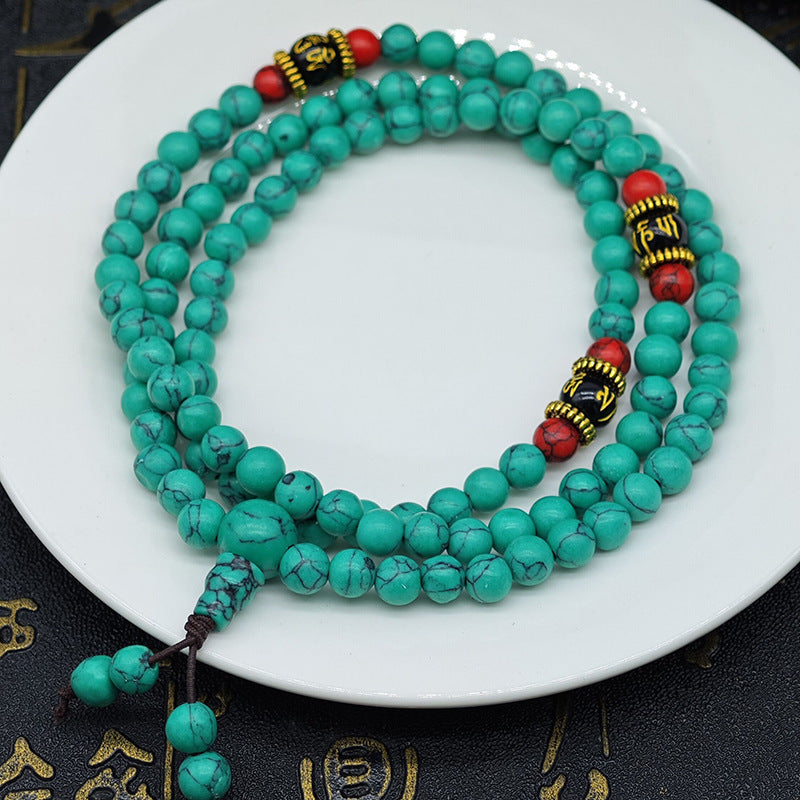 Wholesale Resin Turquoise Beaded Bracelet 108 Beads Handmade Unisex Gift for Travel Souvenir