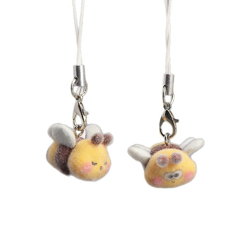 Wholesale Flocking cute cartoon bee keychain