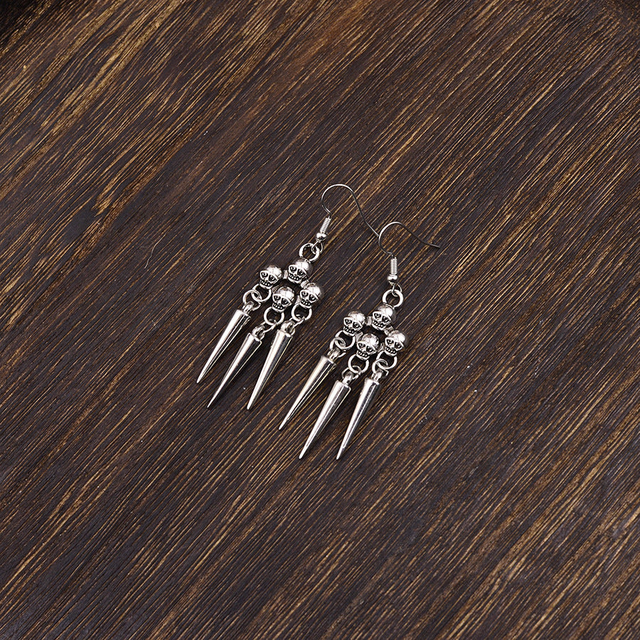 Wholesale Vintage  Antique Silver Skull  Earrings Zinc Alloy Boutique Jewelry
