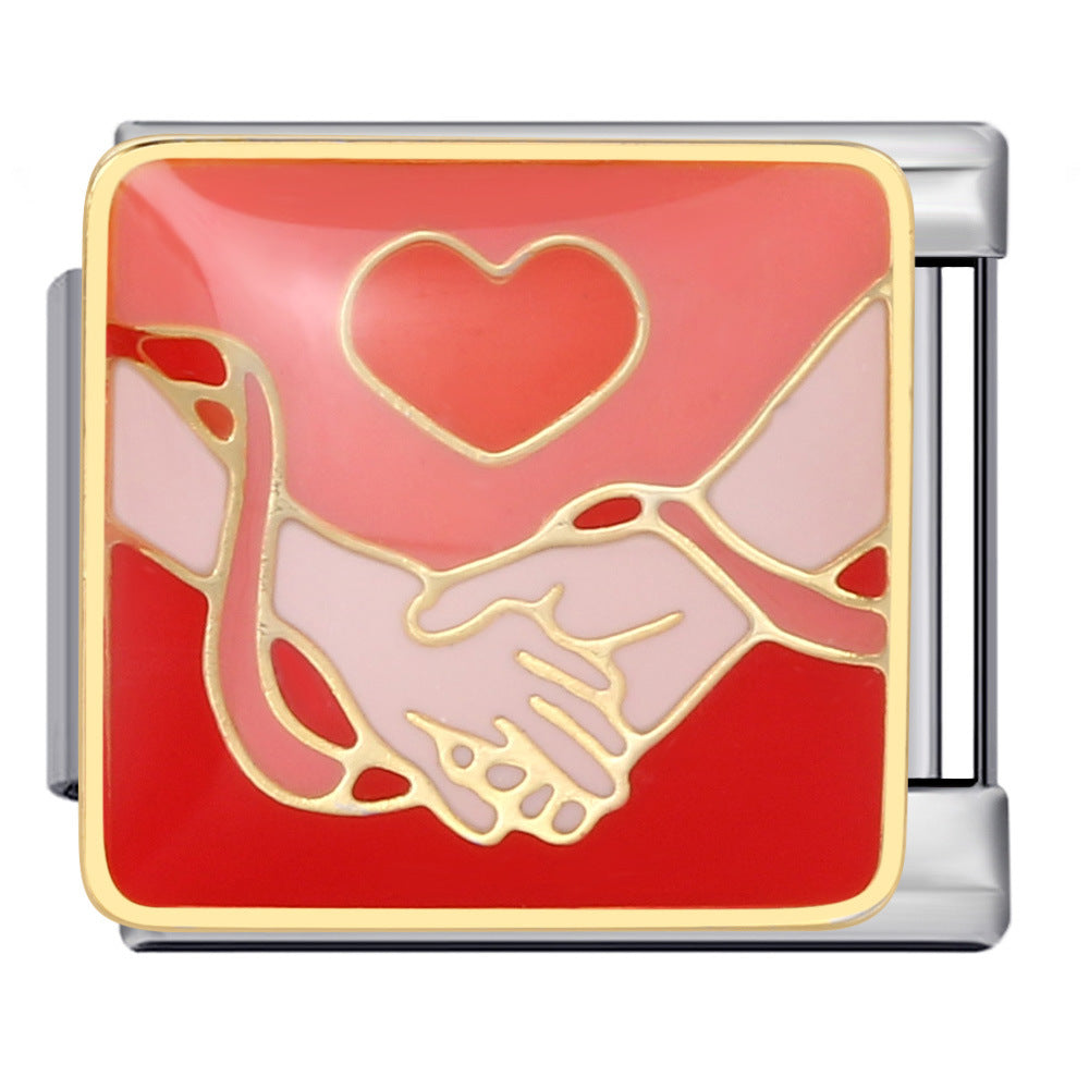 Wholesale Italian Charm Bracelet 9mm DIY Splicing Removable Oil Drop Cartoon Series Stainless Steel Composable Bracelet