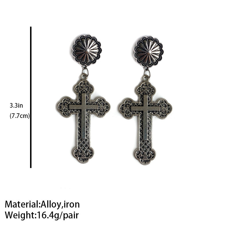 Wholesale 3PCS/ Pack Vintage Flower Cross Earrings