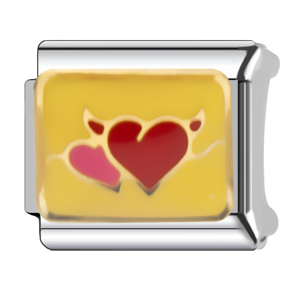 Wholesale Heart-Shaped Italian Module Bracelet Stainless Steel Dripping Oil Fashion Jewelry Accessory Gift