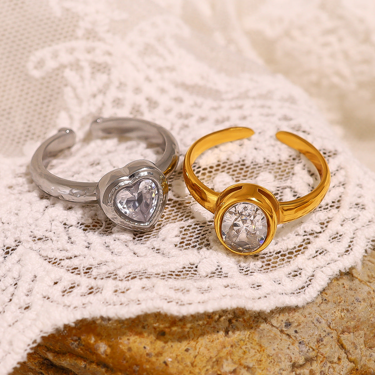 Wholesale  Stainless Steel Oval Zircon Ring