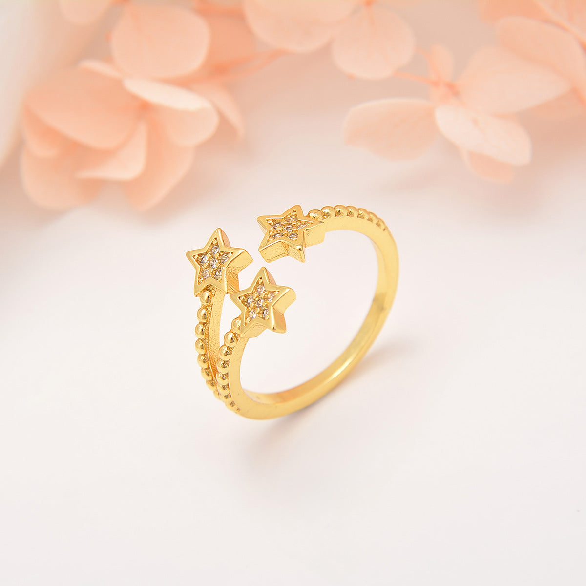 Wholesale Zircon Star Moon Colorful Fishtail Adjustable Ring