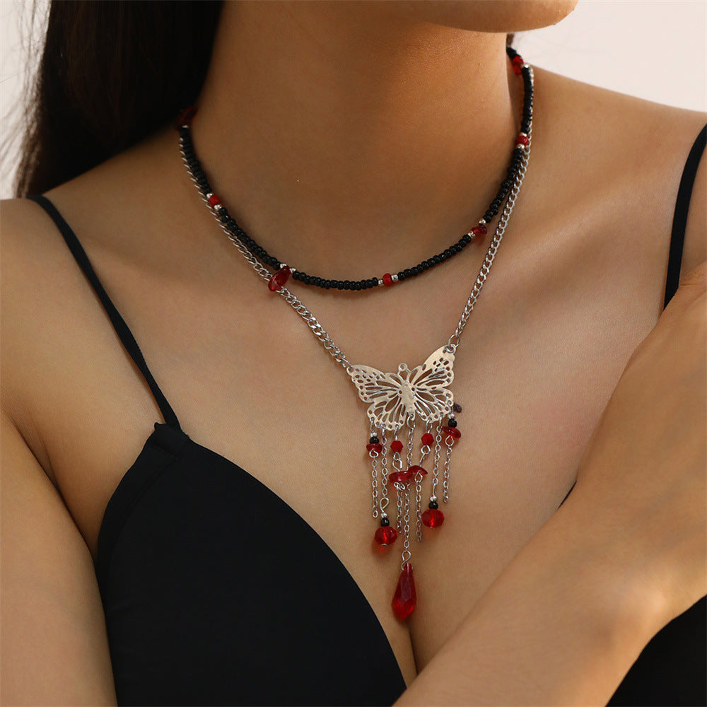 Wholesale Butterfly Tassel Female Butterfly Necklace
