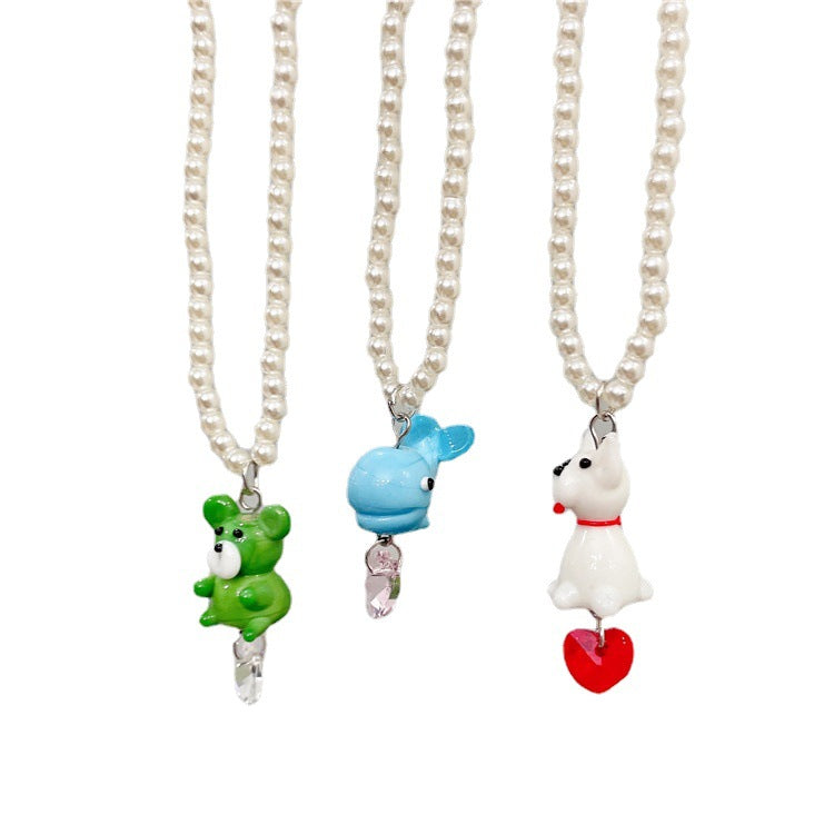 Wholesale  Retro Color Beaded Flower Necklace
