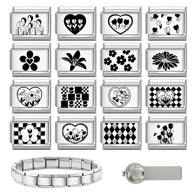 Wholesale Italian Charm Bracelet 9mm DIY Splicing Cute Creative Stainless Steel Composable Bracelet