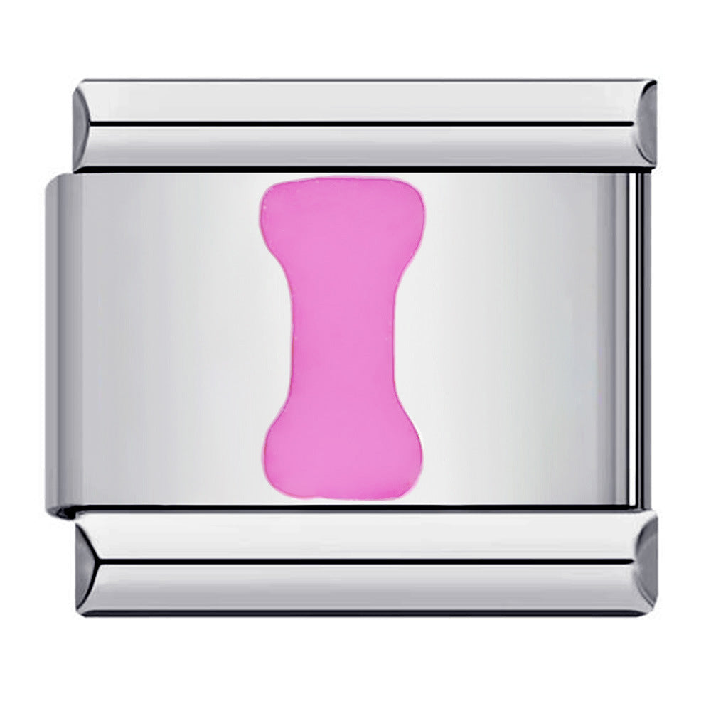 Wholesale Italian Charm Bracelet 9mm DIY Splicing Removable Pink English Letters Stainless Steel Composable Bracelet ACC-BT-QiYing016