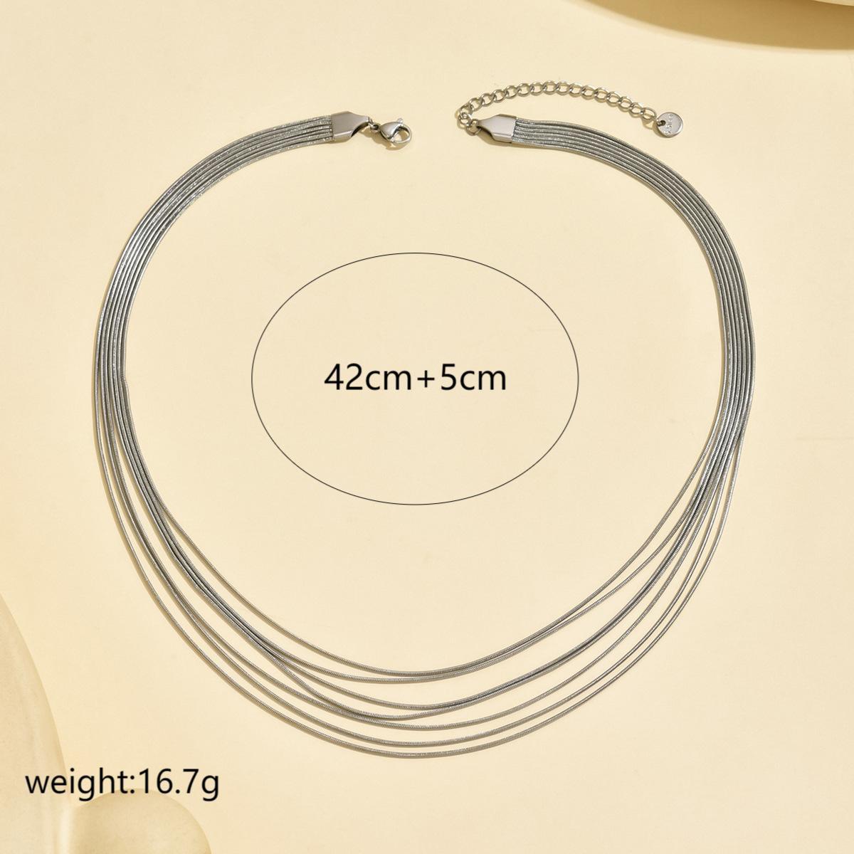 Wholesale Stainless steel snake bone chain multi-layer necklace
