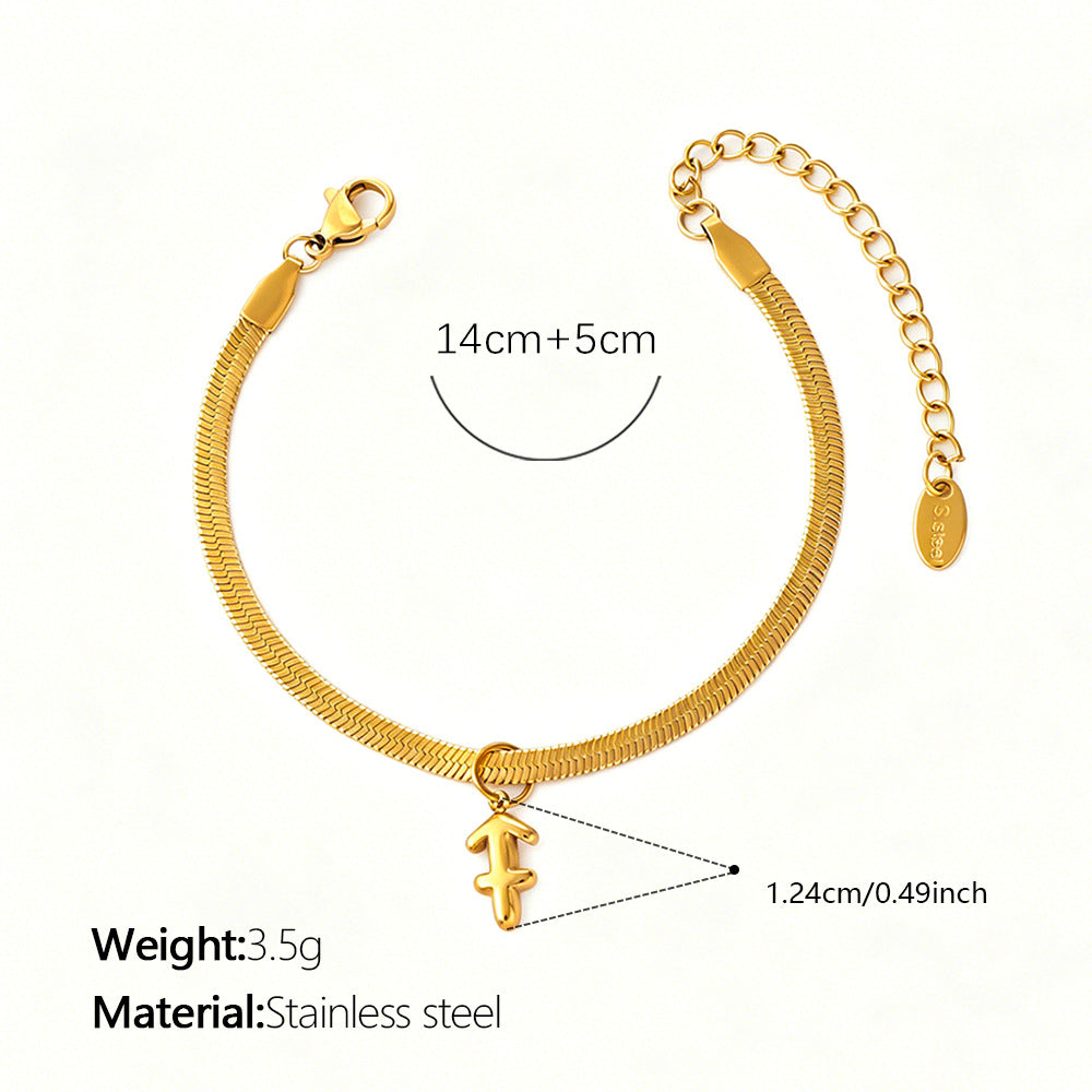 Wholesale Vintage Zodiac Stainless Steel Bracelet 18K Gold Plated Travel Souvenir Jewelry Accessory