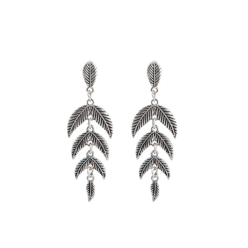 Wholesale Bohemian Owl Dream Catcher Feather Tassel Earrings Turquoise Geometric Carved Fashion Accessory Gift