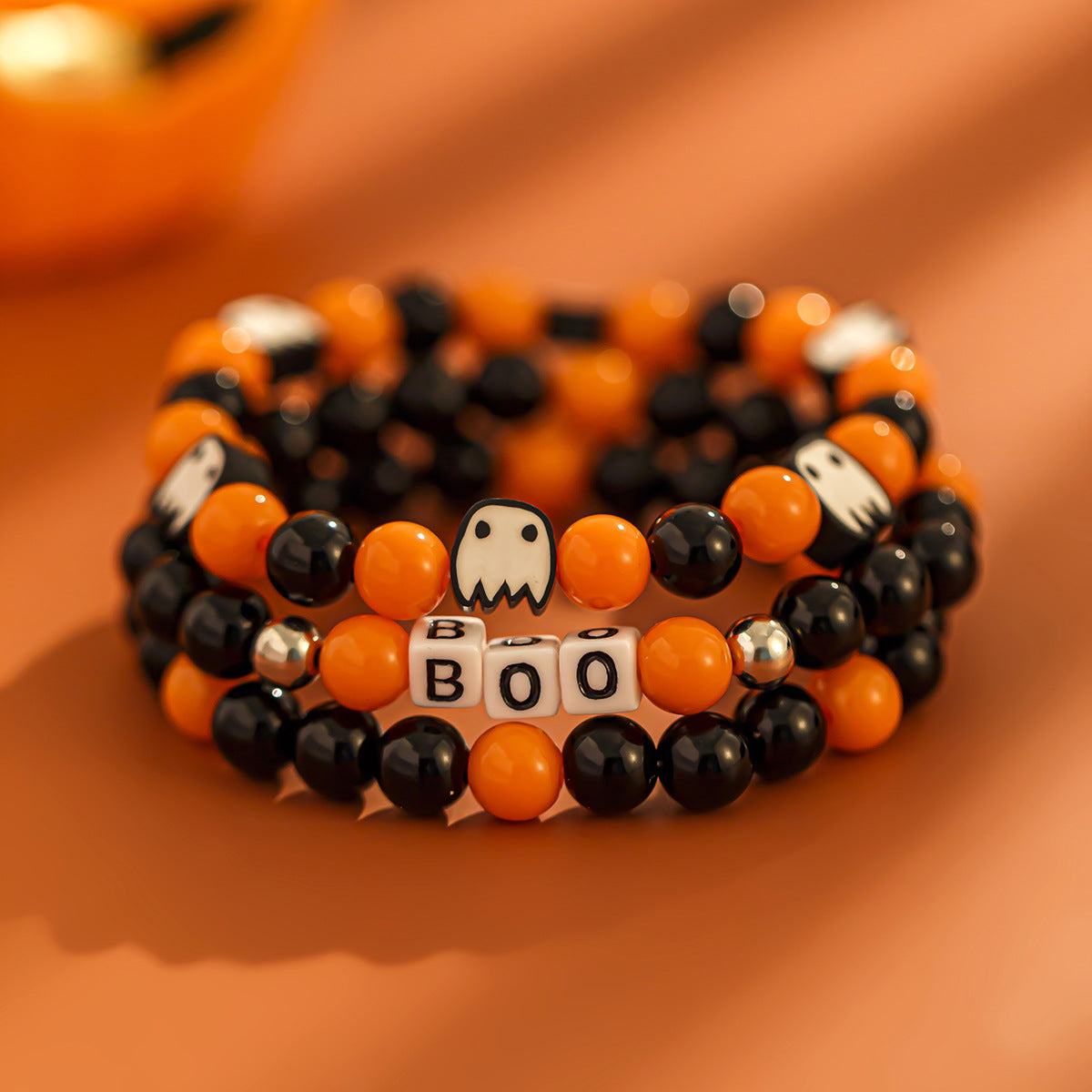 Wholesale Halloween Pumpkin Multilayer Clay Bracelets Layered Bracelet Set ACC-BT-XueRou004