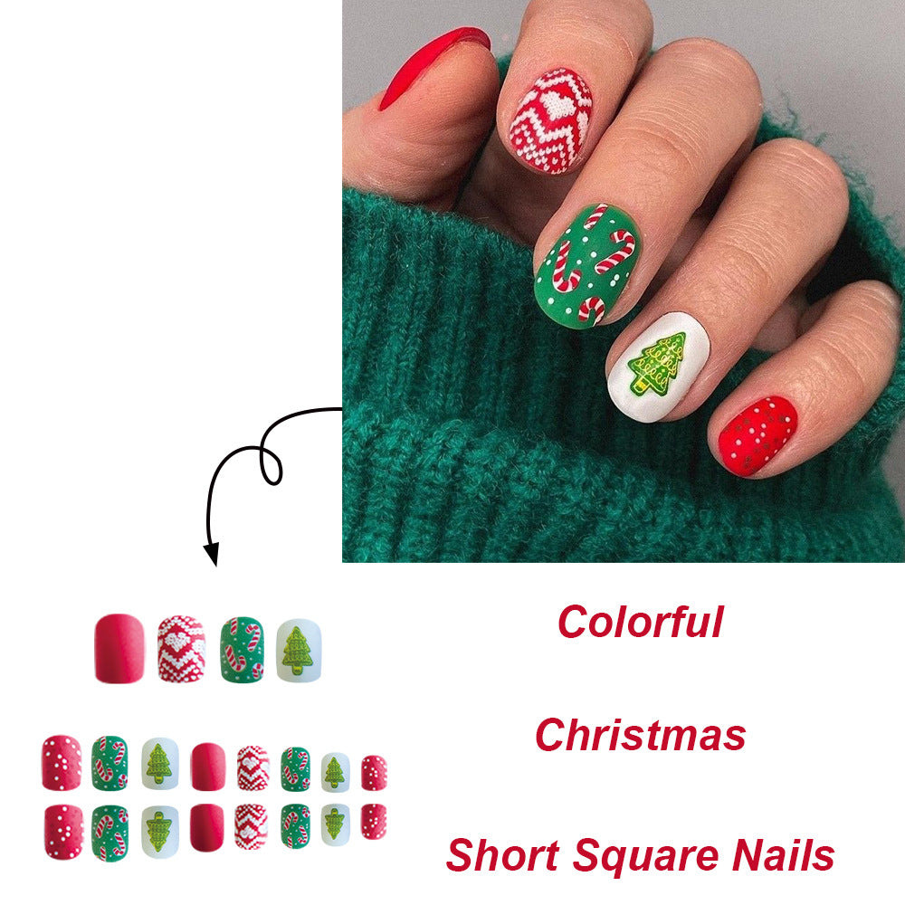 Wholesale 24 Pieces/box Christmas Press-on Nails Kits Nail Stickers ACC-NS-FengLi020