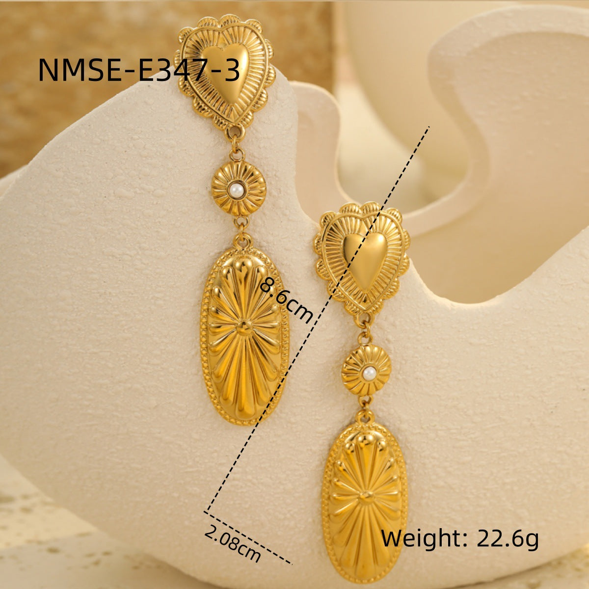 Wholesale Stainless Steel Tassel Heart Design Earrings