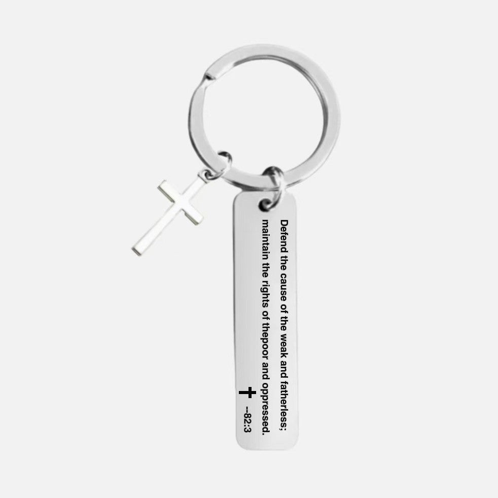 Wholesale Titanium Steel Cross Pendant Keychain Trendy European Style Religious Gift For Backpack Car Key Accessory