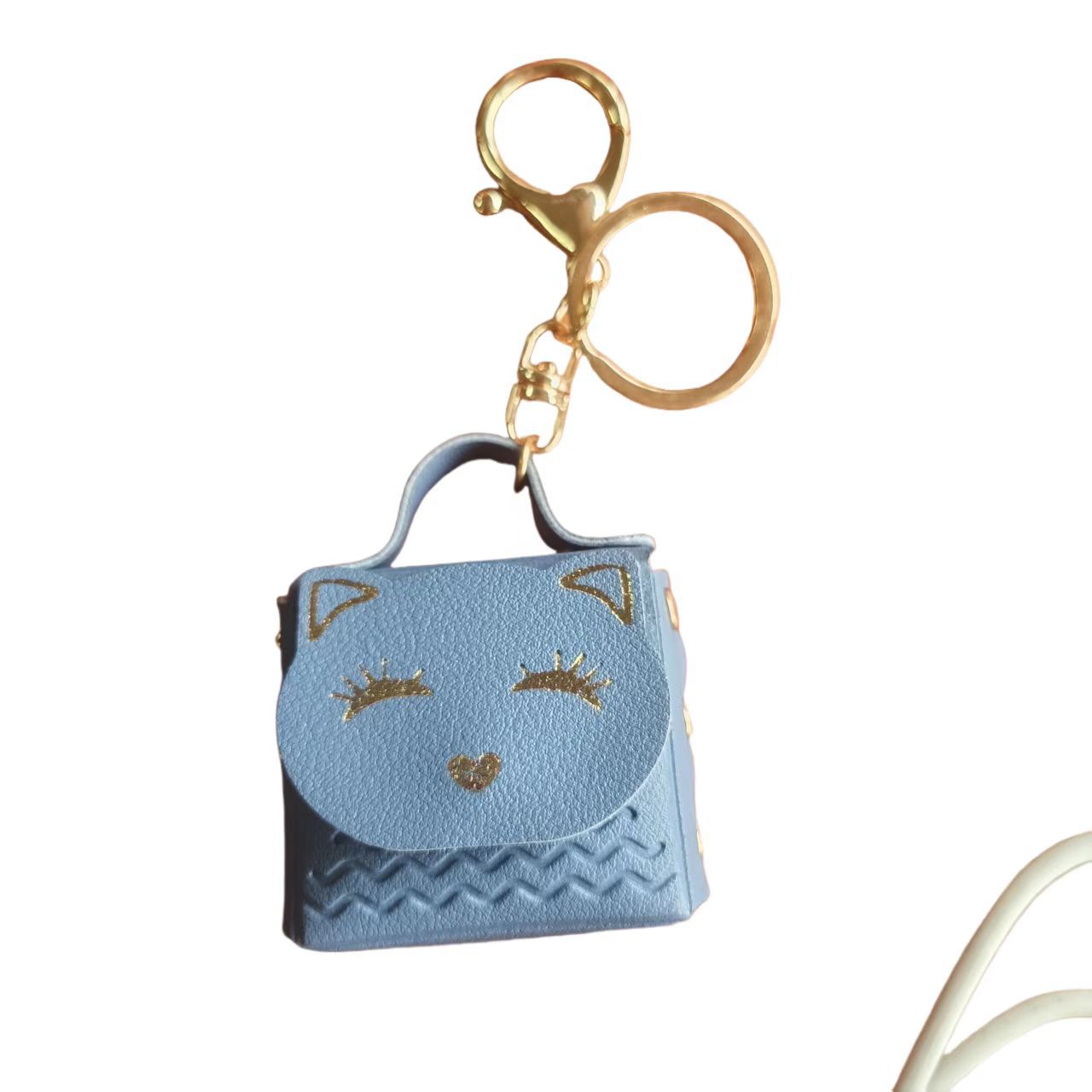 Wholesale PU Leather White Cute Cat Coin Purse Keychain Fashion Boutique Keyring Bag Charm For Daily Use
