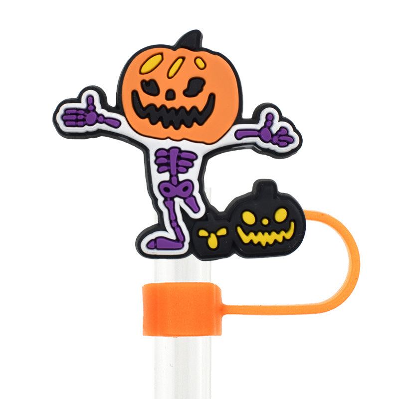 Wholesale Random 100pcs Halloween 10mm PVC Soft Straw Tube Cap ACC-SCR-RYY092