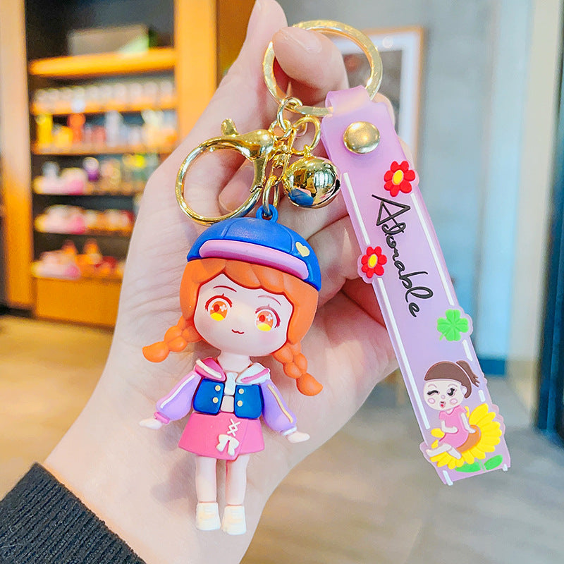 Wholesale Cartoon Creative Trendy Girl Keychain Creative Pvc Doll Couple Bag Pendant