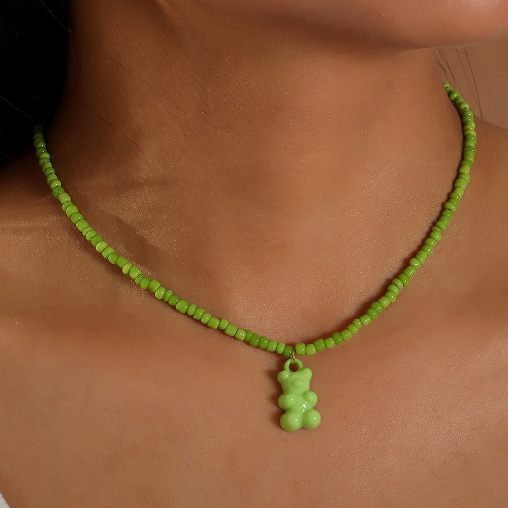 Wholesale Bear Necklace Color Handmade Bead Necklace
