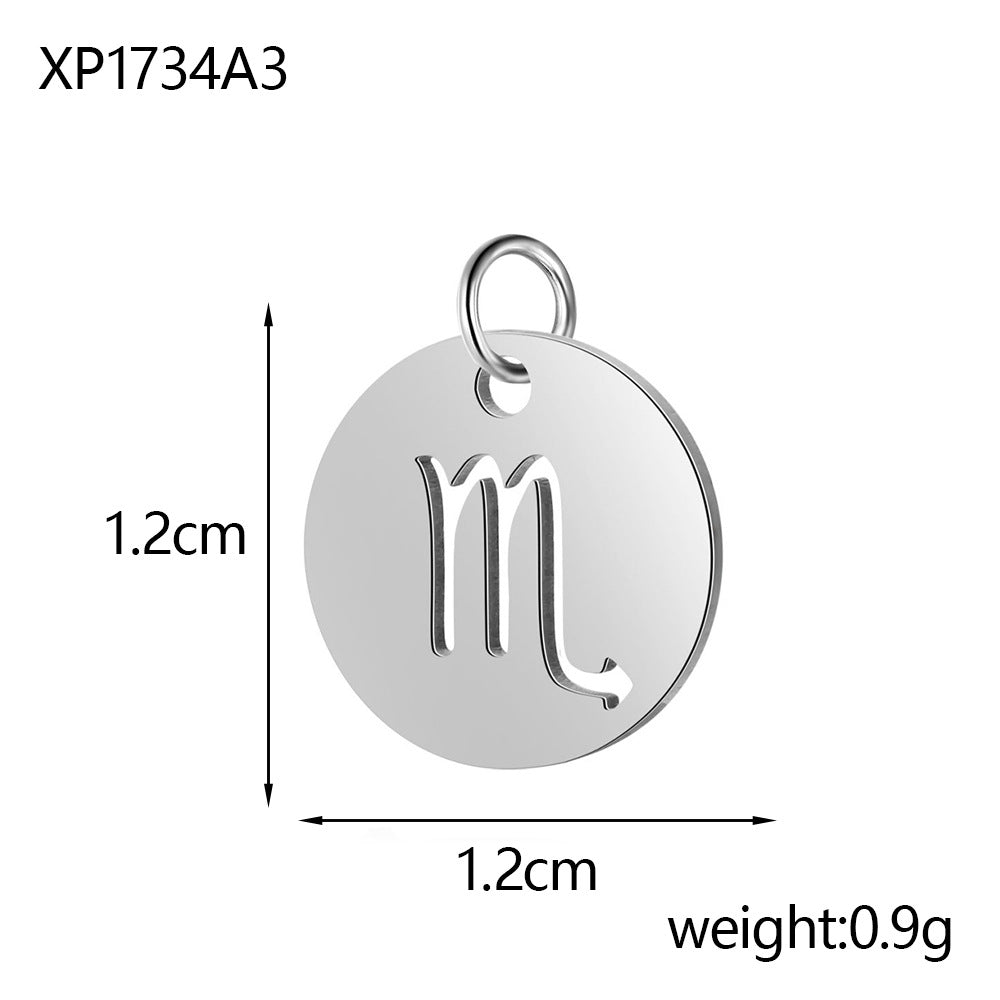 Wholesale Stainless steel 12 constellation hollow round card pendant