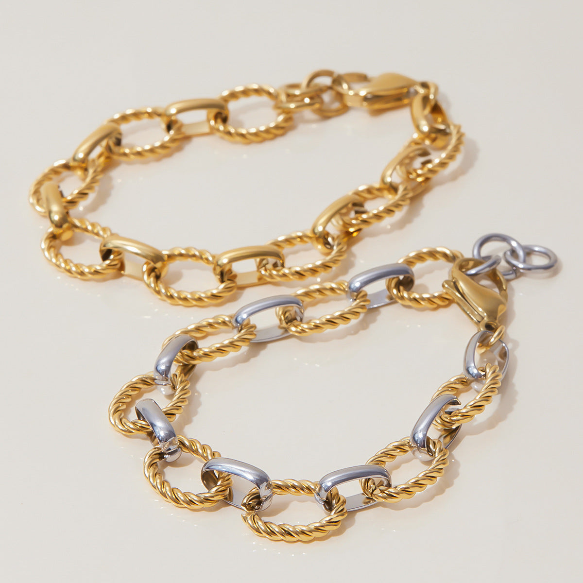 Wholesale 18K gold and stainless steel gold and silver color matching  cross chain bracelet