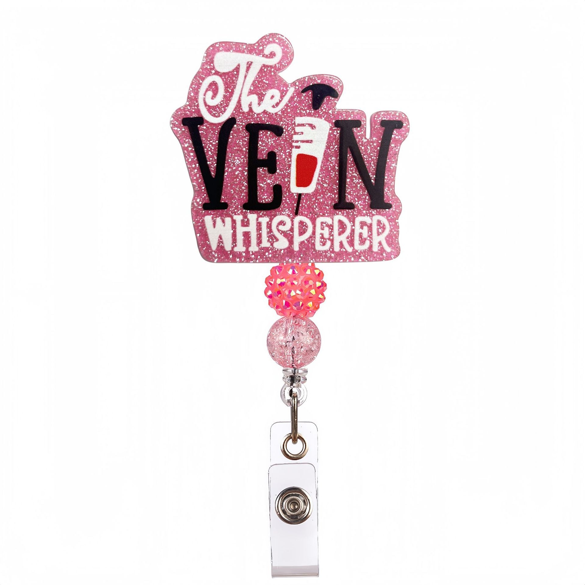 Wholesale Acrylic Glitter Medical Beaded Diamond Ball Bow Badge Reels Keychains