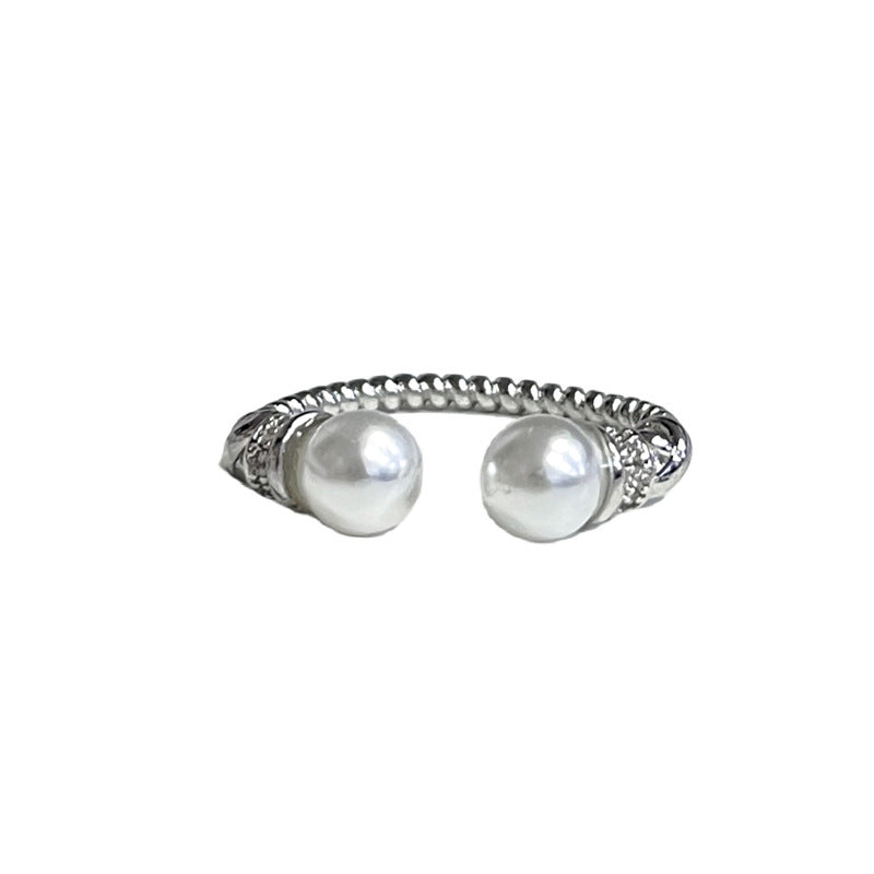 Wholesale Pearl  light luxury butterfly open ring