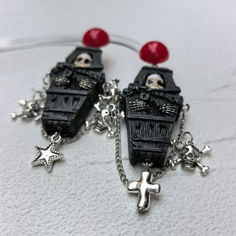 Wholesale  Skull Mummy Coffin Star Earrings Plastic Resin Party Wear Accessory