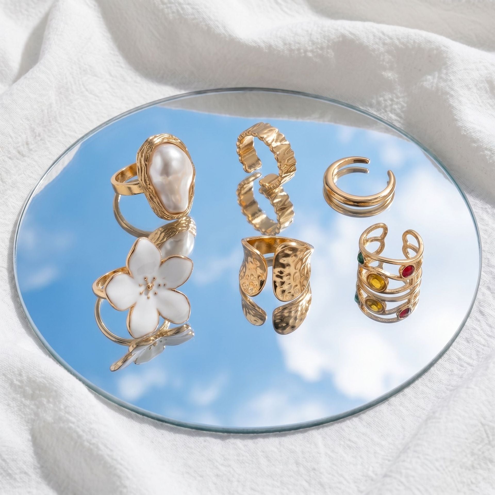Wholesale Baroque Imitation Pearl Flower Ring - Trendy Accessory Gift for Resale